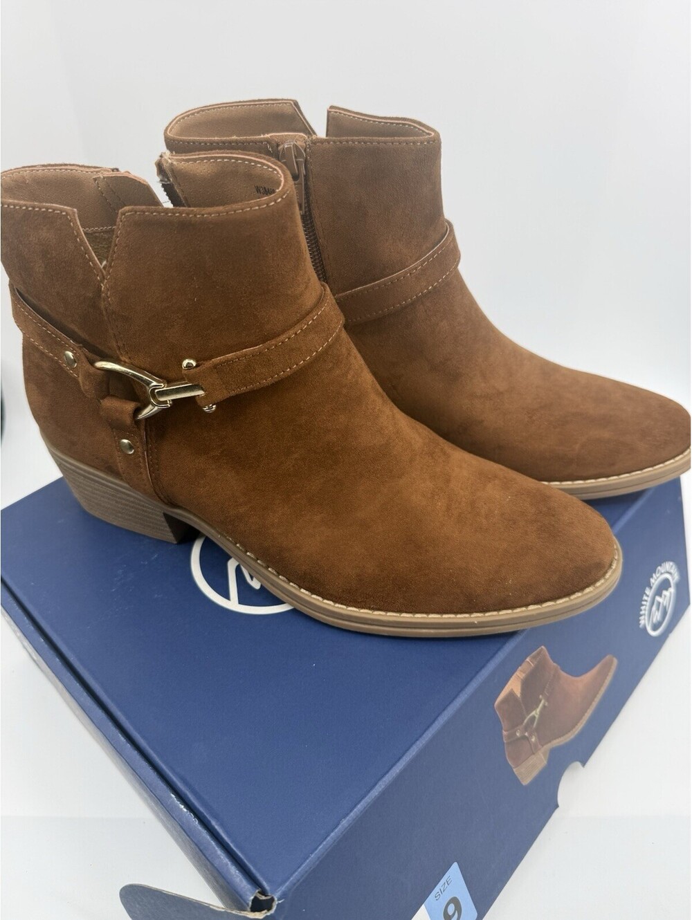 White Mountain Women's Faux Suede Zip-Up Ankle Boot Chestnut Brown Size 9 New